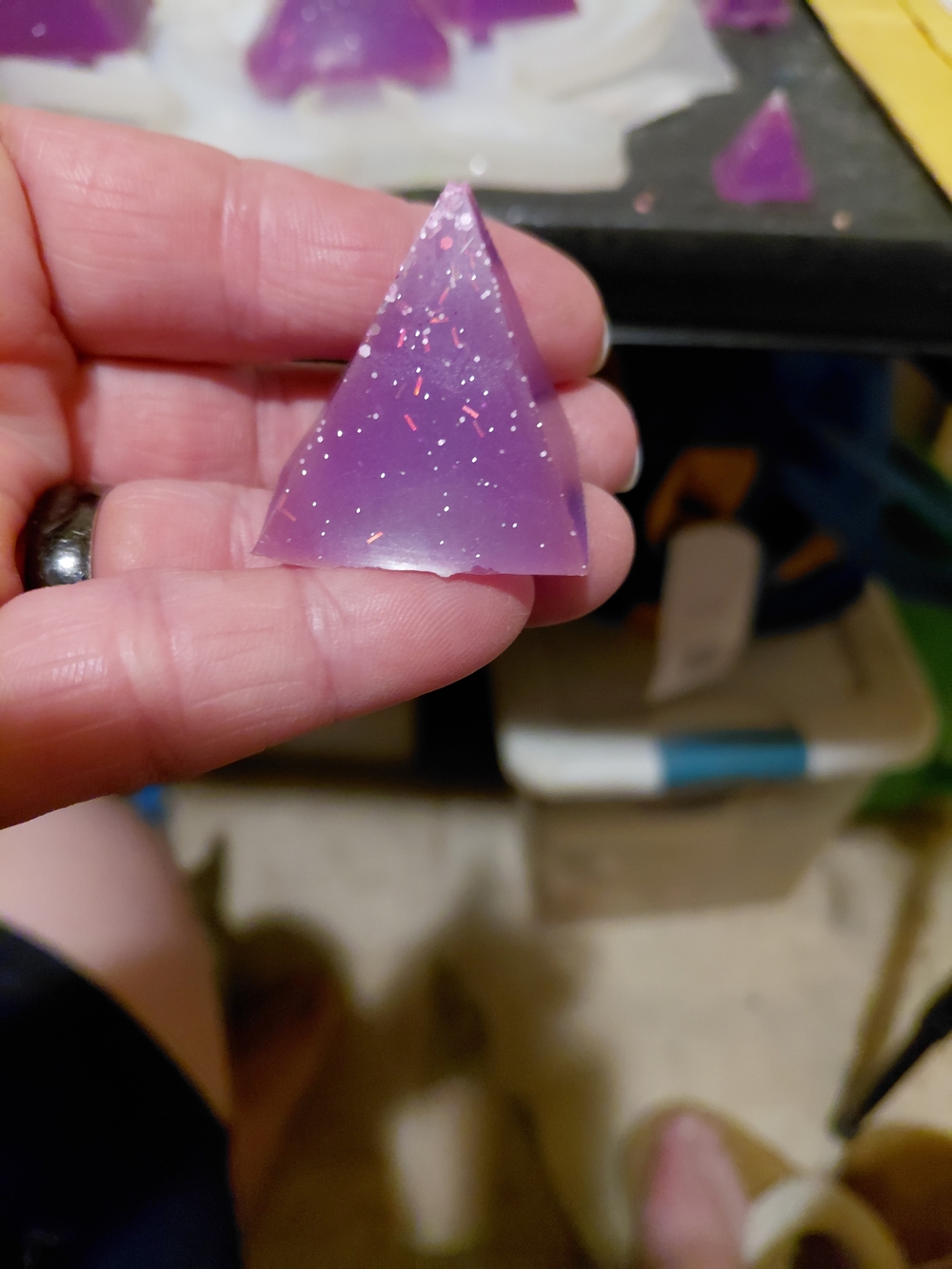 Purple Pyramid Resin Accent Decor - Handcrafted Home Accent